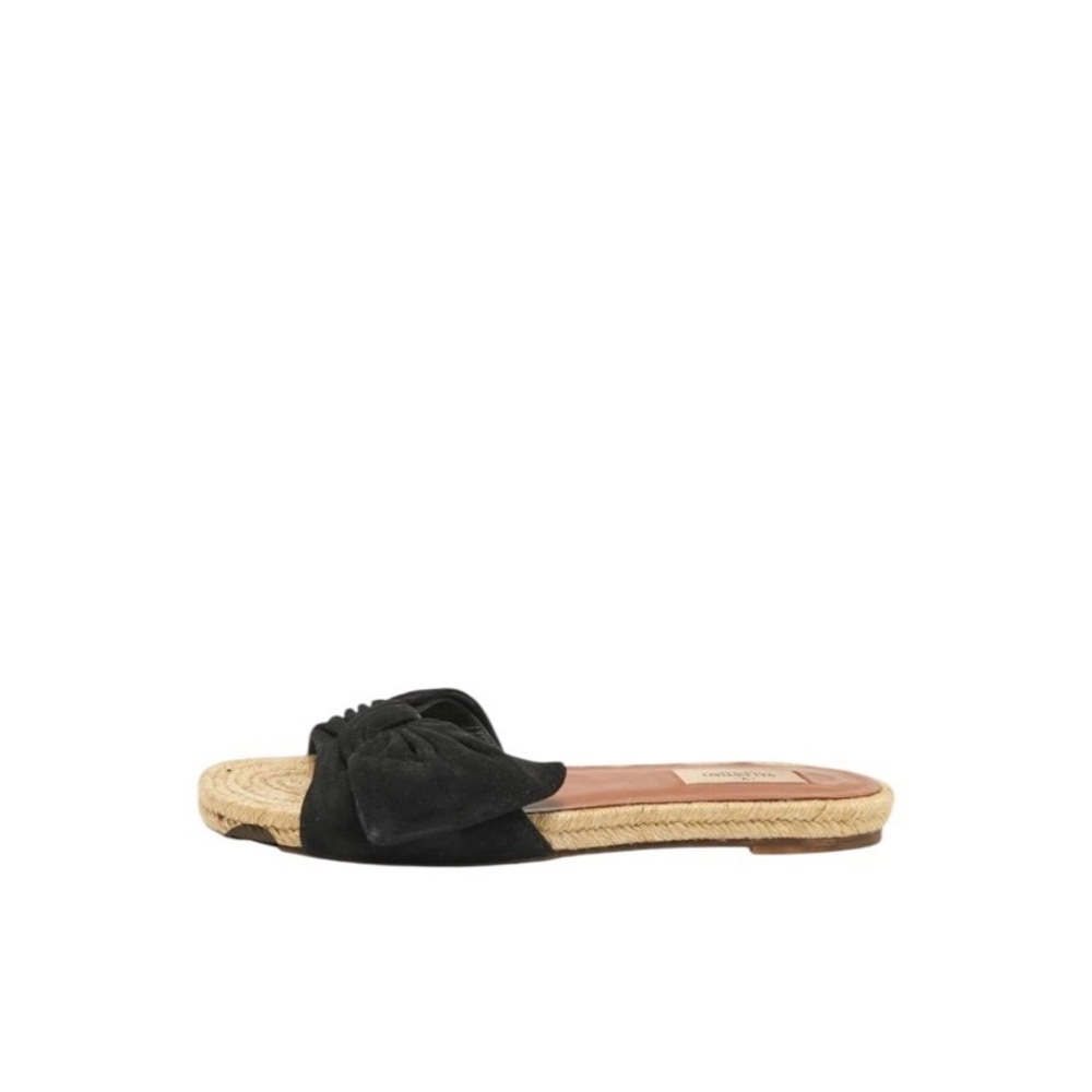 Valentino Suede Bow Vamp Espadrille Flat Slide Sandals, Size 38 - Picture 2 of 7
